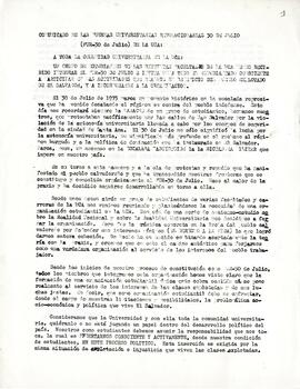 Comunicado de las Fuerzas Universitarias Revolucionarias 30 de Julio (FUR-30 de Julio) de la UCA