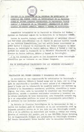 Informe de la directiva de la Sociedad de Estudiantes de Ciencias del Hombre (SECH)