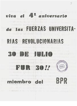 Viva el 4° aniversario de las Fuerzas Universitarias Revolucionarias 30 de Julio