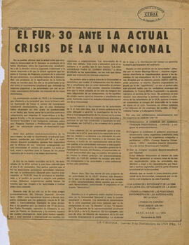 El FUR-30 Ante la actual crisis de la u nacional