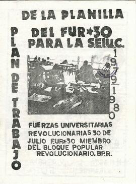 Plan de trabajo de la planilla del FUR-30 para la SEIUC 1979-1980