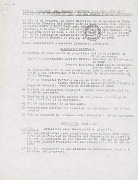 Primer comunicado del consejo electoral a la población estudiantil de la Facultad de Ciencias del...