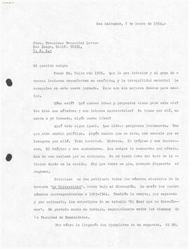 Carta Francisco Peccorini Letona, 7 de enero de 1964
