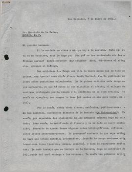 Carta a Mauricio de la Selva, 7 de enero de 1964